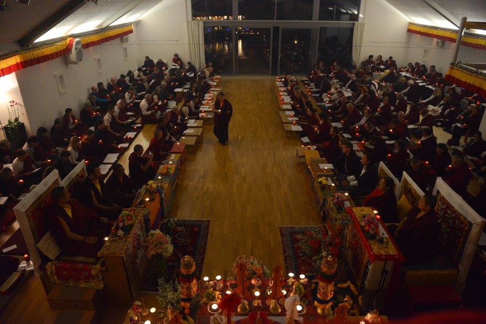 The Marme Monlam - lamp offering ceremony at the conclusion of the Drubchoe.Mindrolling Mahasangha 2016 | Oberlethe, Germany