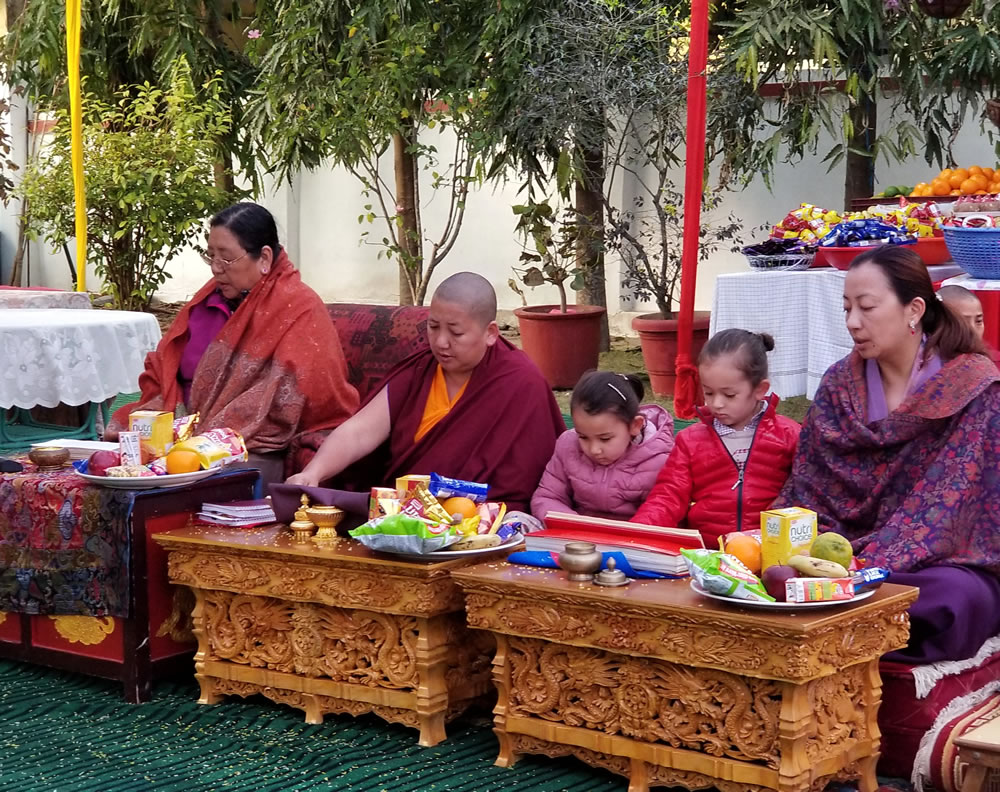 Minling Sangyum Kushog, Jets&uuml;n Khandro Rinpoche, Jets&uuml;n Dechen Paldr&ouml;n, Dungse Rinpoche and Jets&uuml;n Rinpoche during the Minling Dorsem practice